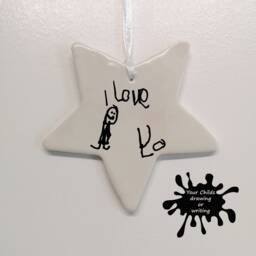 Handmade Christmas Gift For Dad- Decorations 2022 Personalised - Ornaments Tree Decorations Childs Drawing - thumbnail 1