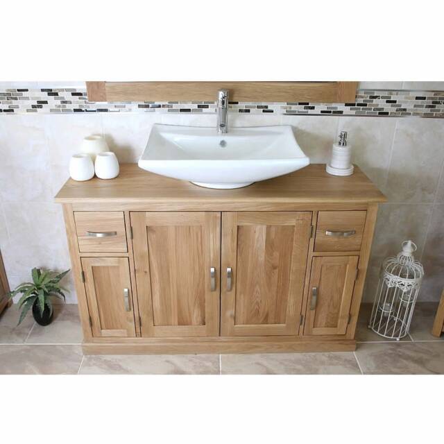 Bathroom Vanity Unit Furniture Wash Stand Oak Cabinet & White Ceramic Basin 402Cb016 - image 1