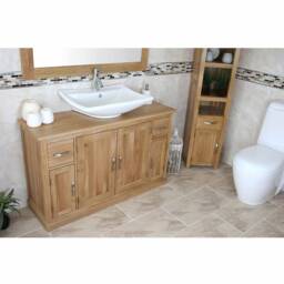 Bathroom Vanity Unit Furniture Wash Stand Oak Cabinet & White Ceramic Basin 402Cb016 - thumbnail 3