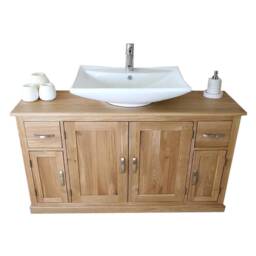 Bathroom Vanity Unit Furniture Wash Stand Oak Cabinet & White Ceramic Basin 402Cb016 - thumbnail 2