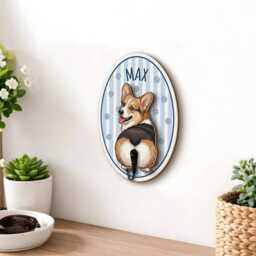 Custom Pet Photo Wooden Key Holder, Oval Wall Hook With Name - thumbnail 3