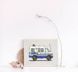 Rialta Camper Rv Art - Travel Trailer Van Vanlife Happy Print Whimsical Wall Decor Glamping - thumbnail 1