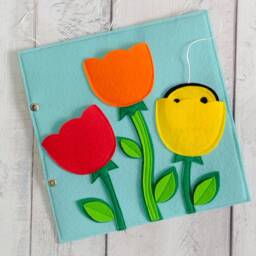 Felt Flower Quiet Book Page Montessori Busy Toy For Baby - thumbnail 3