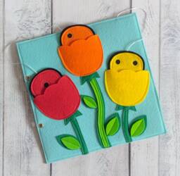 Felt Flower Quiet Book Page Montessori Busy Toy For Baby - thumbnail 1