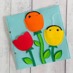 Felt Flower Quiet Book Page Montessori Busy Toy For Baby - thumbnail 2