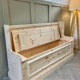 Unpainted Storage Bench, Shoe Monks Bench. Storage, Boot Room Furniture. Hallway Storage - thumbnail 3
