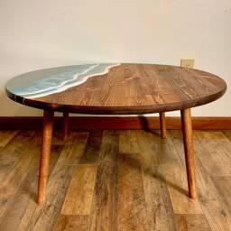 Round Gulf Ocean Wave Resin Coffee Table - thumbnail 4