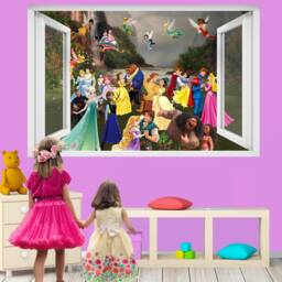 Princesses Princes Cartoon Characters Fairies Fantasy Dance Wall Art Sticker Decal Mural Poster Girls Room Decor 1090 - thumbnail 2