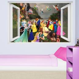 Princesses Princes Cartoon Characters Fairies Fantasy Dance Wall Art Sticker Decal Mural Poster Girls Room Decor 1090 - thumbnail 1