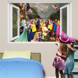 Princesses Princes Cartoon Characters Fairies Fantasy Dance Wall Art Sticker Decal Mural Poster Girls Room Decor 1090 - thumbnail 3