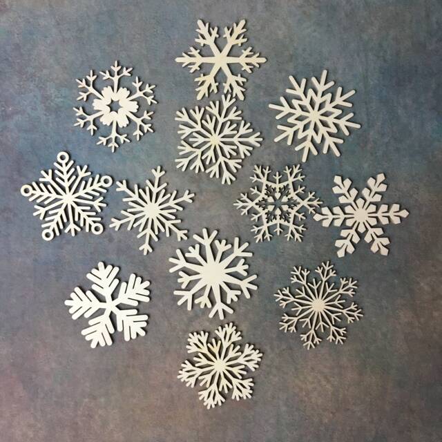 12 Wooden Snowflakes Christmas Ornaments Plywood Blank Shapes Craft Embellishment Festive Home Decoration Sn1 - image 1