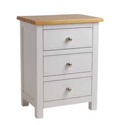Grofurniture Snow White Bedside Table With Oak Top 3-Drawer Nightstand, Ready Assembled - thumbnail 4