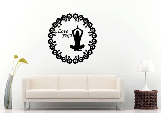 Love Yoga Buddha Lotus Pose Mandala Henna Mehndi Namaste Om Meditation Wall Sticker Decal Vinyl Mural Decor Art L2218 - image 1