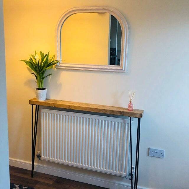 Narrow Console Table With Hairpin Legs, Wooden Rustic Hallway Table - image 1
