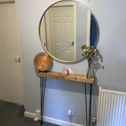 Narrow Console Table With Hairpin Legs, Wooden Rustic Hallway Table - thumbnail 3