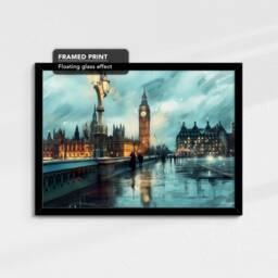 Big Ben London City Landmark Abstract Oil Painting Framed Poster Print Or Canvas Wall Decor Art Bedroom Home Interior Gift, UK - thumbnail 2