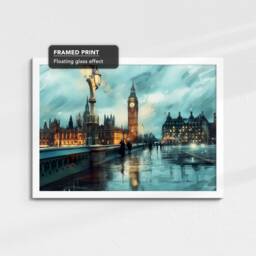 Big Ben London City Landmark Abstract Oil Painting Framed Poster Print Or Canvas Wall Decor Art Bedroom Home Interior Gift, UK - thumbnail 3