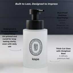 Frosted Glass Soap Dispenser With Black Oval Label, Choose 250Ml Or 500Ml Size & Custom Label Text, Sustainable Bathroom Gift - thumbnail 3