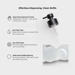 Frosted Glass Soap Dispenser With Black Oval Label, Choose 250Ml Or 500Ml Size & Custom Label Text, Sustainable Bathroom Gift - thumbnail 3