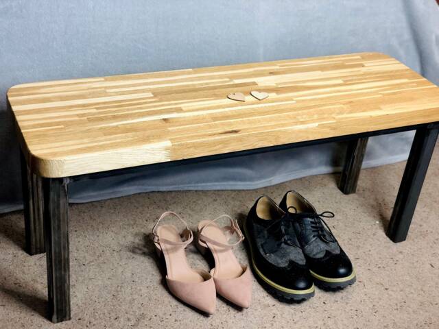 Bench Seat-Solid Oak Bench, Steel & Seat, Hallway Bench, Entryway Furniture-Bench in The Uk, Storage, For Table - image 1