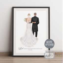 Gift For Mother Of The Bride, Personalised Bride & Portrait Art, Keepsake, Custom Wedding, Wedding - thumbnail 2