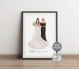 Gift For Mother Of The Bride, Personalised Bride & Portrait Art, Keepsake, Custom Wedding, Wedding - thumbnail 1