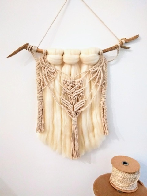 Handmade Macrame Wall Hanging, Wool & Rope Decor - image 1