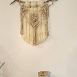 Handmade Macrame Wall Hanging, Wool & Rope Decor - thumbnail 3