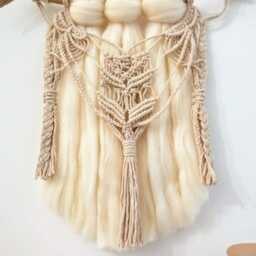 Handmade Macrame Wall Hanging, Wool & Rope Decor - thumbnail 4