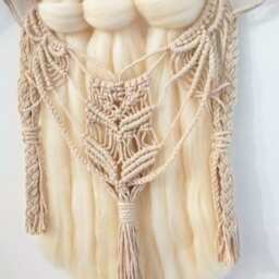 Handmade Macrame Wall Hanging, Wool & Rope Decor - thumbnail 2
