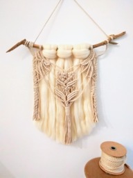 Handmade Macrame Wall Hanging, Wool & Rope Decor - thumbnail 1