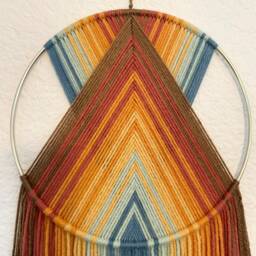 Rainbow Yarn Wall Hanging, Handmade Hangings, Nursery, Retro Art, Pride Decor, 1970's Mid Century Modern - thumbnail 4