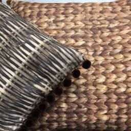 Wicker Print Cushion With Pom Poms - thumbnail 4