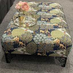 Handmade Deer Print Upholstered Footstool Coffee Table - thumbnail 3