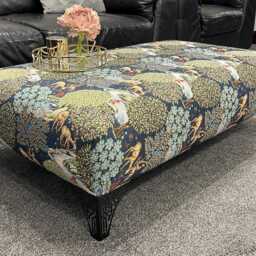Handmade Deer Print Upholstered Footstool Coffee Table - thumbnail 2