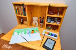 Type I Fold Down Desk - Space Saving Handmade Solid Pine Real Wood Homeschooling Kids Decor Long Lasting Storage & Shelves