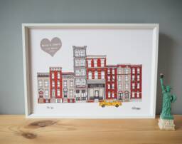 New York Skyline Personalised Print - A3 Illustration Cityscape Wedding Gift - thumbnail 1