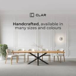 Straight Edge Solid Oak Dining Table Star Frame Legs - Industrial Rustic Handmade Kitchen 011 - thumbnail 1