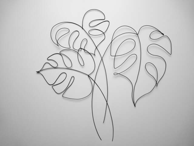 Set Of 3 Metal Monstera Leaves, Wall Decor, Tropical Wire Sculpture - image 1