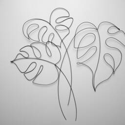 Set Of 3 Metal Monstera Leaves, Wall Decor, Tropical Wire Sculpture - thumbnail 2