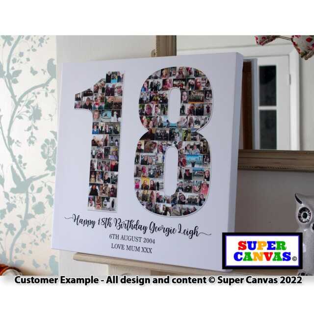 Happy 18Th Birthday Son Daughter Friend Grandson Granddaughter Party Custom 18 Picture Photo Collage Board Framed Canvas Print Gift - image 1