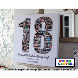Happy 18Th Birthday Son Daughter Friend Grandson Granddaughter Party Custom 18 Picture Photo Collage Board Framed Canvas Print Gift - thumbnail 1
