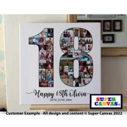 Happy 18Th Birthday Son Daughter Friend Grandson Granddaughter Party Custom 18 Picture Photo Collage Board Framed Canvas Print Gift - thumbnail 2