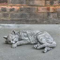 Sleeping Cat Sculpture Cement Kitty Figurine Concrete Memorial Statue Stone Relaxing Decoration Handmade Kitty Lover Gift - thumbnail 1