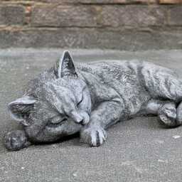 Sleeping Cat Sculpture Cement Kitty Figurine Concrete Memorial Statue Stone Relaxing Decoration Handmade Kitty Lover Gift - thumbnail 2