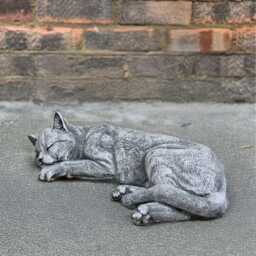 Sleeping Cat Sculpture Cement Kitty Figurine Concrete Memorial Statue Stone Relaxing Decoration Handmade Kitty Lover Gift - thumbnail 3