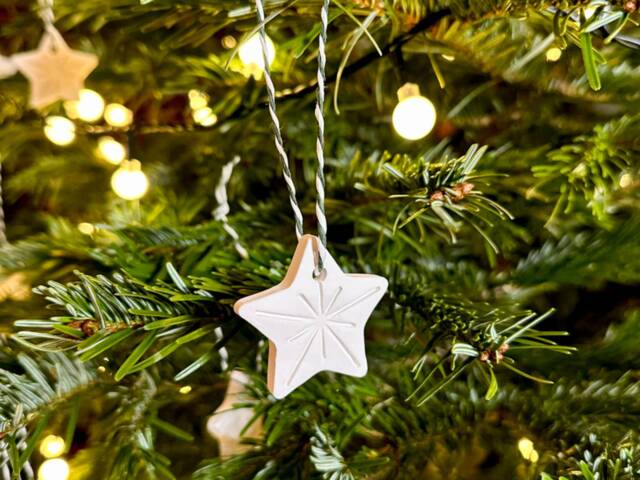 Handmade Porcelain Christmas Star Decoration White Clay Tree Ornament - image 1