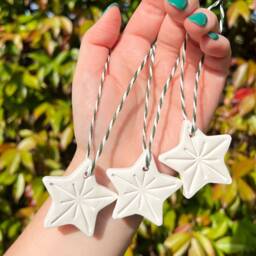 Handmade Porcelain Christmas Star Decoration White Clay Tree Ornament - thumbnail 3