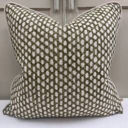 Fermoie Wicker Luxury Designer Decorative Olive Green Linen Cushion Pillow Throw Cover - thumbnail 2