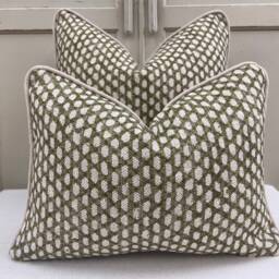 Fermoie Wicker Luxury Designer Decorative Olive Green Linen Cushion Pillow Throw Cover